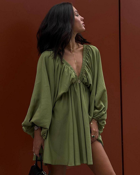 Женское легкое мини платье свободного кроя креп жатка Одесса - изображение 1