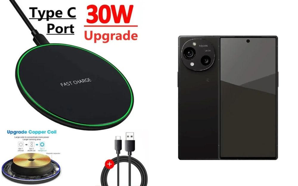 Бездротовий зарядний пристрій 30W для Sharp AQUOS R8s pro, AQUOS R9 Київ - фото 1