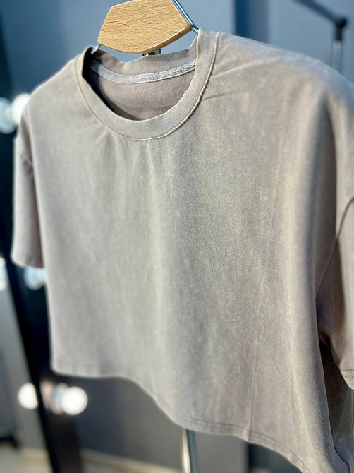 Футболка жіноча A-N 2308 варена тай-дай коротка широка кроп-топ one size бежева, бежевий, one size Київ - фото 3