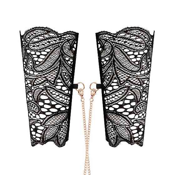 Кружевные наручники и воротник Rosy Gold - Lace Cuffs and Collar - Black Sex Aura Киев