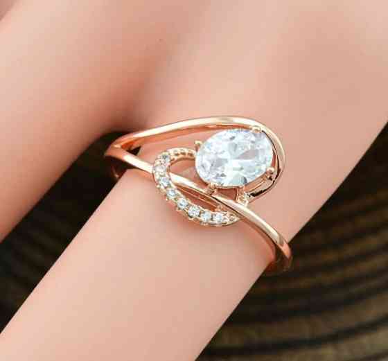 Кольцо Xuping 14630, 20 размер (ширина 10мм), белые фианиты, позолота РО Киев