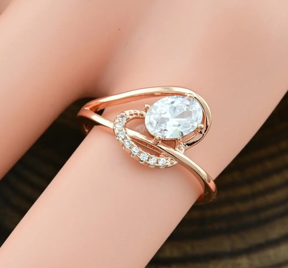 Кольцо Xuping 14630, 20 размер (ширина 10мм), белые фианиты, позолота РО Киев - изображение 3