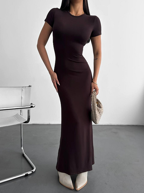 Женское стильное элегантное длинное платье из качественной вискозы Шоколад, 42/44 Одесса - изображение 6