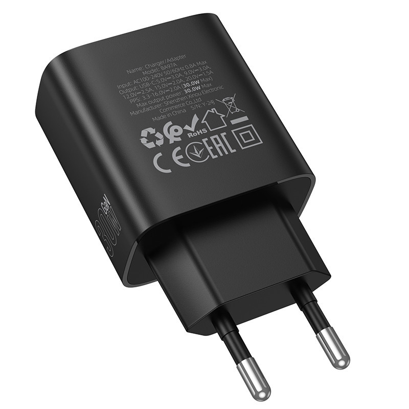 Сетевое зарядное устройство BOROFONE BA97A Ilustre single-port PD30W charger with digital display (EU) Black Одесса - изображение 7