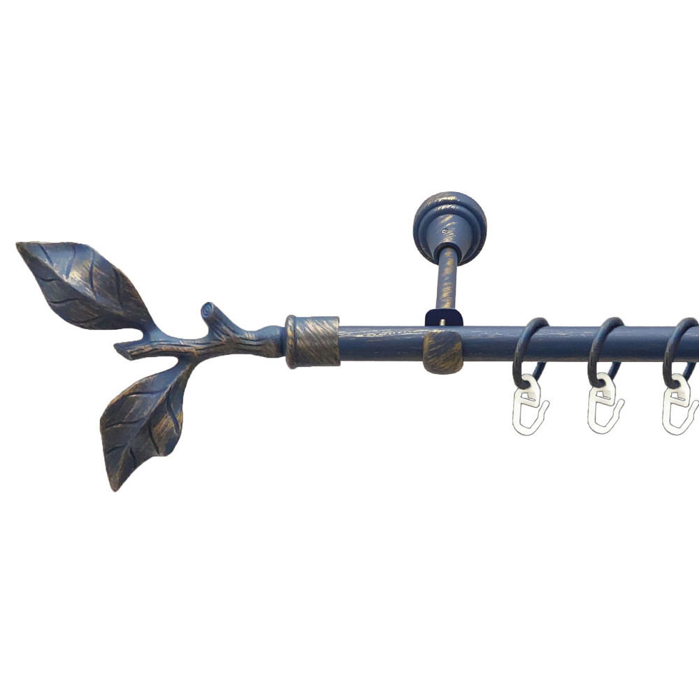 Карниз Orvit Листок Троянди металевий однорядний відкритий Блакить Золота 16 мм 240 см (00-00009148) Львів - фото 1