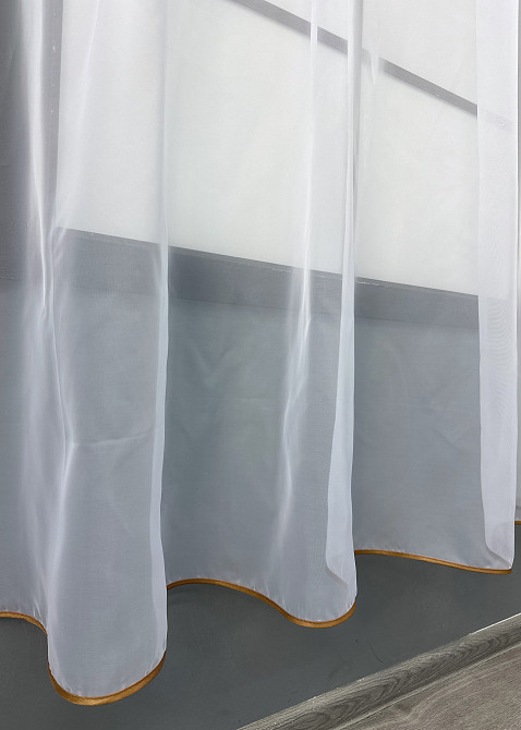 Кухонный ламбрекен VR-Textil № 093к из тюля коричневый с персиковым и белым 200х170 см (52-1214) Киев - изображение 7