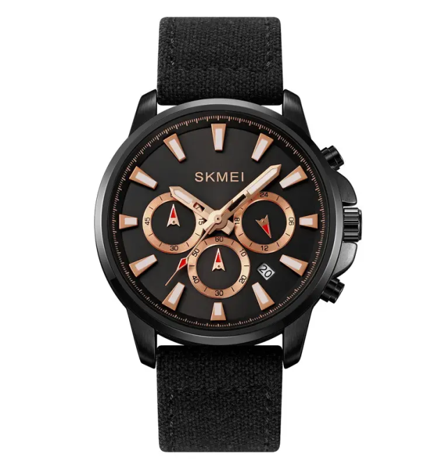 Чоловічий наручний годинник Skmei 2071 на нейлоновому ремінці (Чорний) Вінниця - фото 1