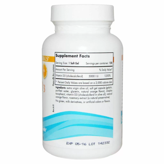 Витамин D3 (Vitamin D3) 5000 МЕ 120 капсул со вкусом апельсина Киев