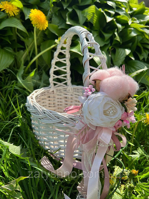 Корзинка с декором плетеная из лозы, белая детская Киев - изображение 2