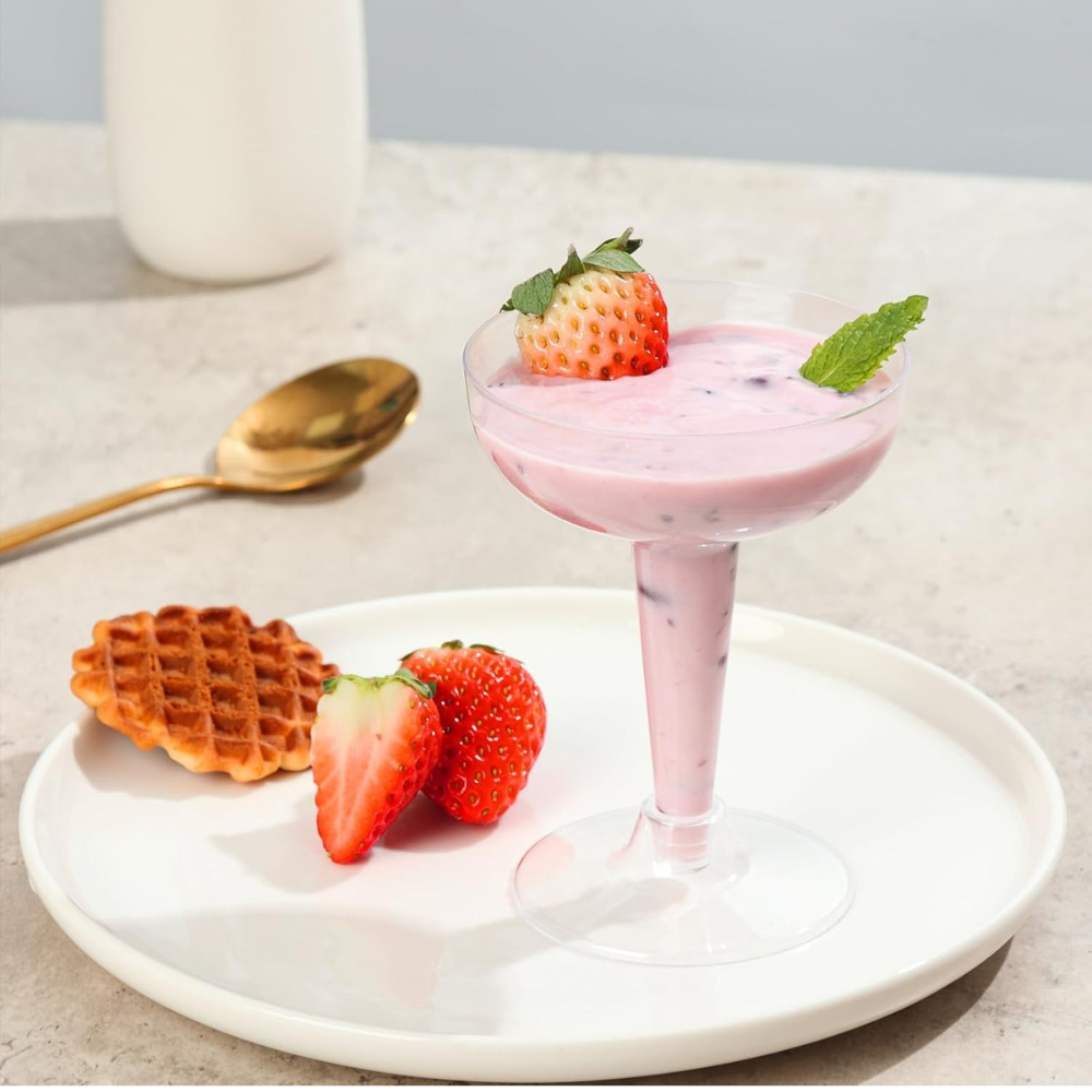 Набор бокалов для маргариты 140 мл, 10 шт, многоразовые, пластиковые, прозрачные, фуршетные для коктейлей с съёмной ножкой Каменец-Подольский - изображение 4