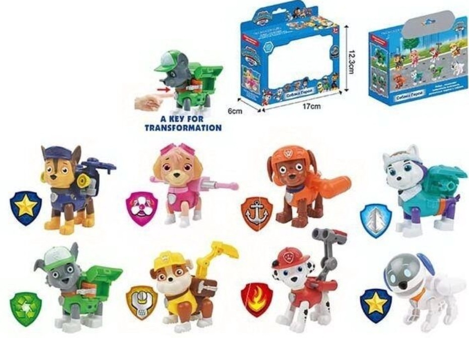 Фигурки Герои Щенячий Патруль с значком, Чейз, Гонщик, Скай, Кремез. Харьков - изображение 2