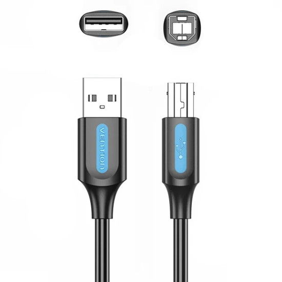 Кабель USB 2.0 AM-BM, 3.0 м, 480Mbps Printer PVC чорний Vention Вінниця - фото 2