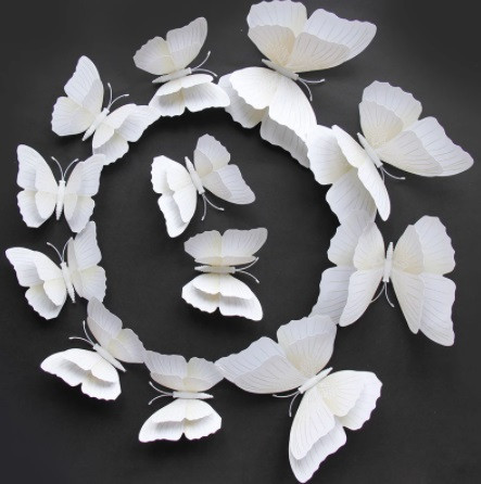 Метелики на стіну 3D декоративні наклейки метелики для декору кімнати та інтер'єру 12 штук білий Київ - фото 4