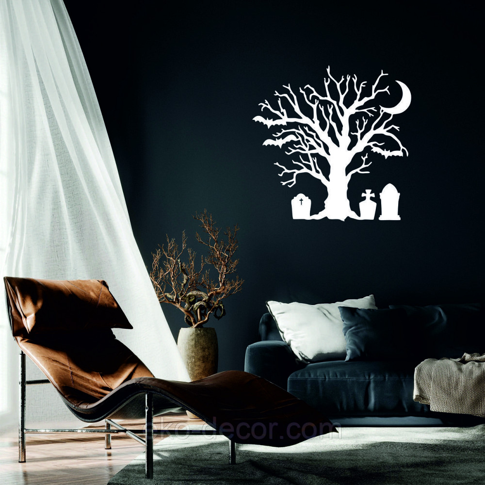 Декоративное настенное 3D Панно «Хэллоуин», Декор на стену с объемом 50*50 см, Белый Киев - изображение 1