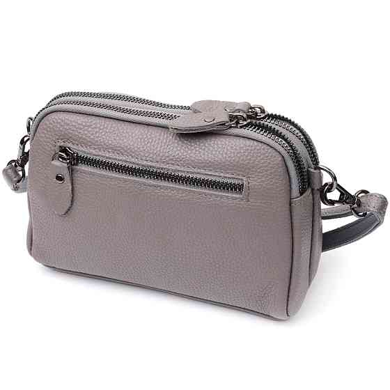 Сумка женская на два отделения из натуральной кожи Серая (Vintage) Киев