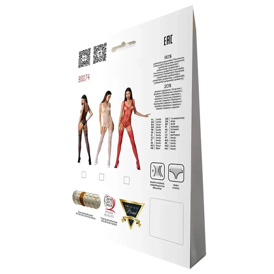 Ажурний бодістокінг з імітацією панчіх Passion BS074 white Львів - фото 5