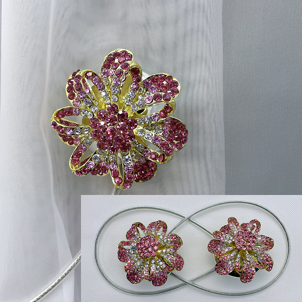 Магніти для штор та гардин "Flowers" набір 2 шт Рожевий з золотистим (81-201) Київ - фото 1