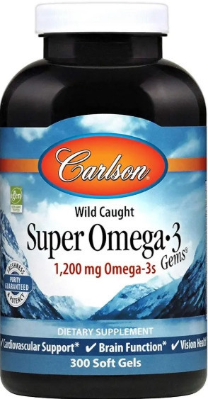 Омега-3 риб'ячий жир Carlson Super Omega-3 Gems 600 мг 300 капс Київ - фото 1
