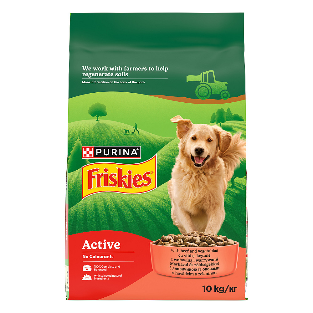Сухой корм FRISKIES Active для взрослых собак с повышенной активностью, с говядиной, 10 кг Киев - изображение 1