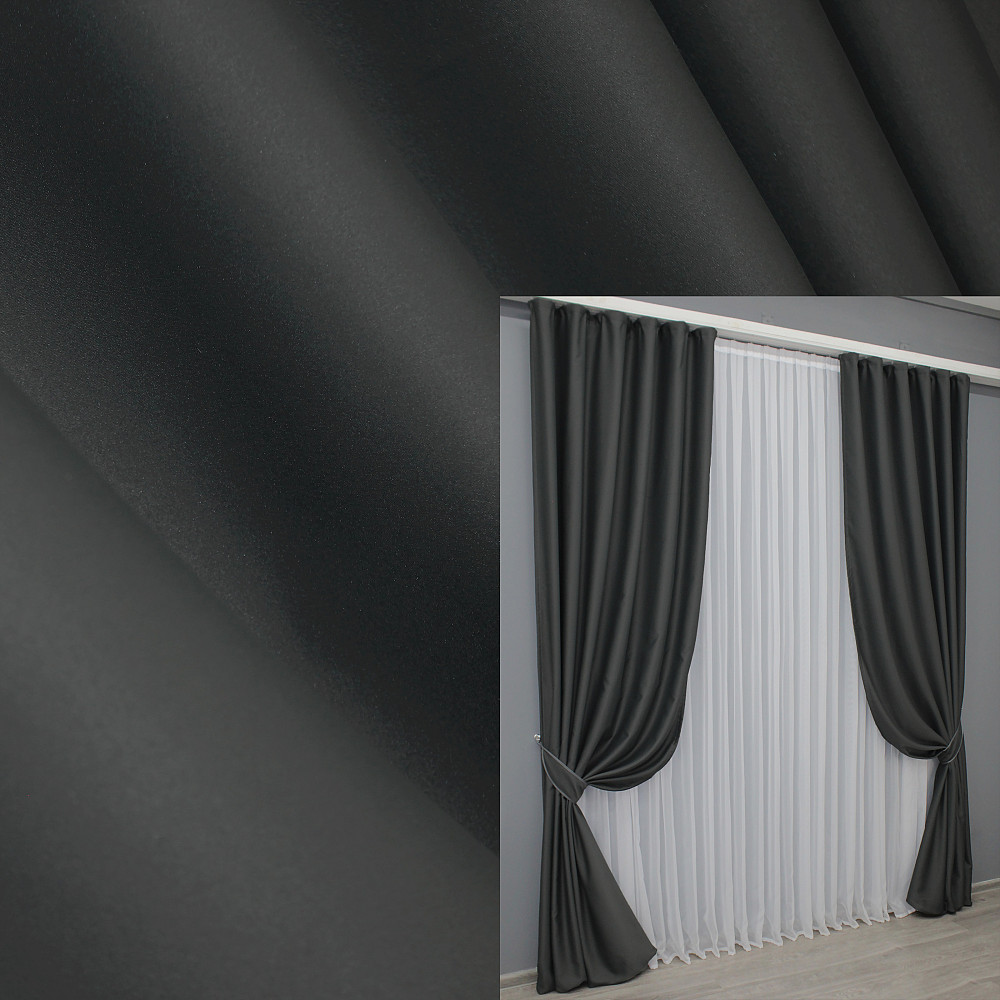 Комплект готових штор VR-Textil Блекаут Midnight № 1399ш Графітовий 150х270 см 2 шт (33-0803) Київ - фото 1