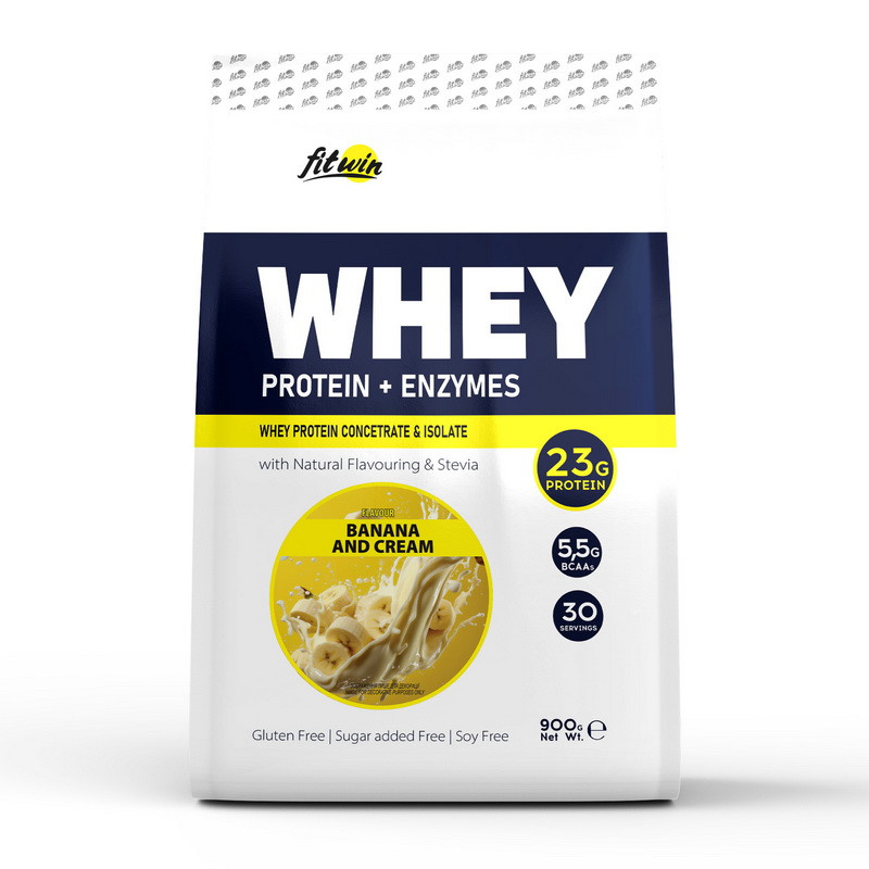 Whey Protein + Enzymes (900 g, banana and cream) Луцьк - фото 1