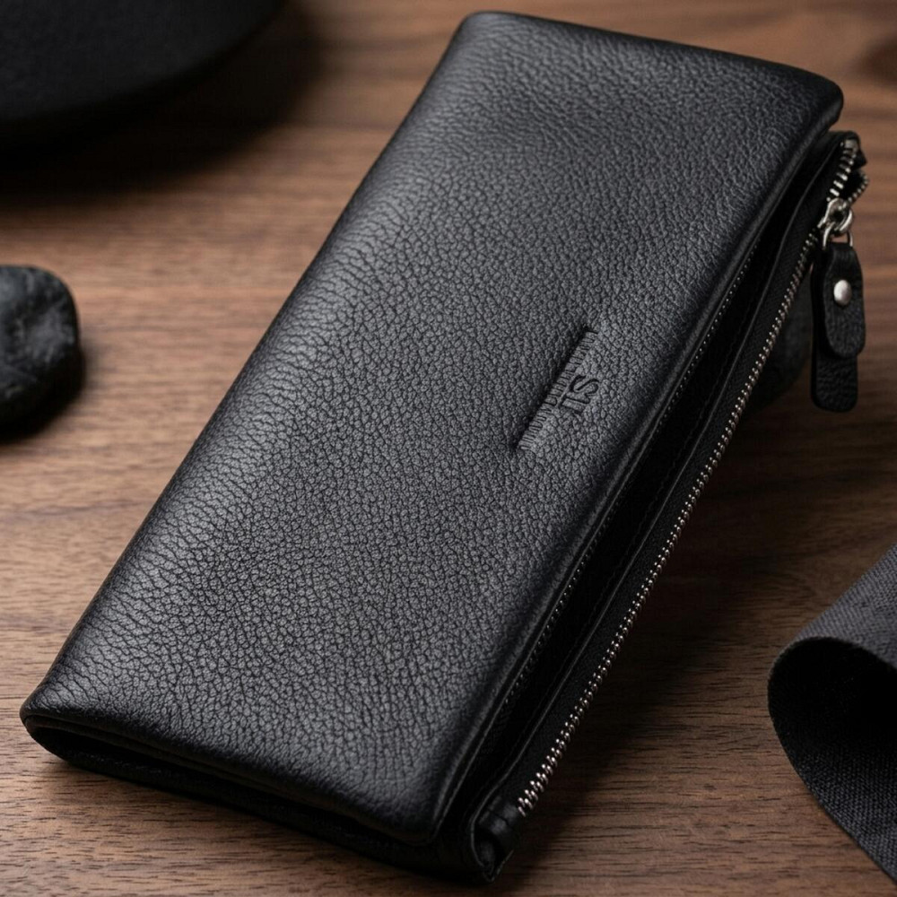 Женский кошелек-клатч с двумя молниями из натуральной кожи ST Leather 22527 Черный Киев - изображение 11