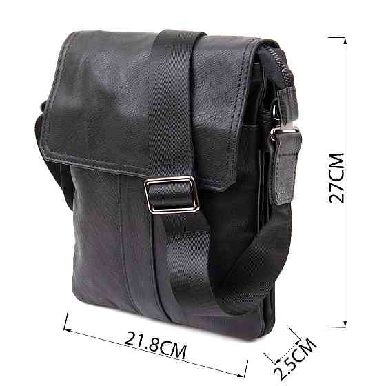 Сумка мужская почтальонка Vintage 20442 Черная Киев