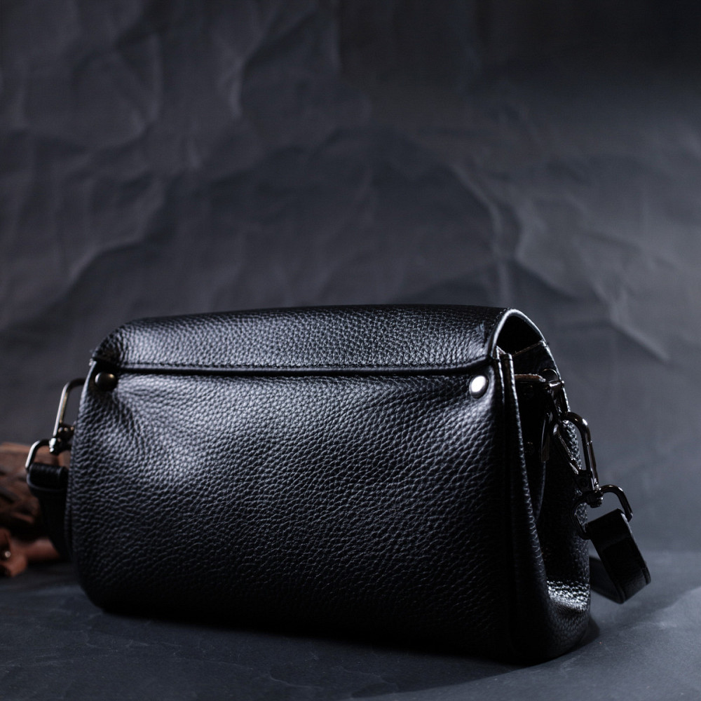 Женская кожаная сумка с треугольным клапаном Vintage 22254 Черная Киев - изображение 10