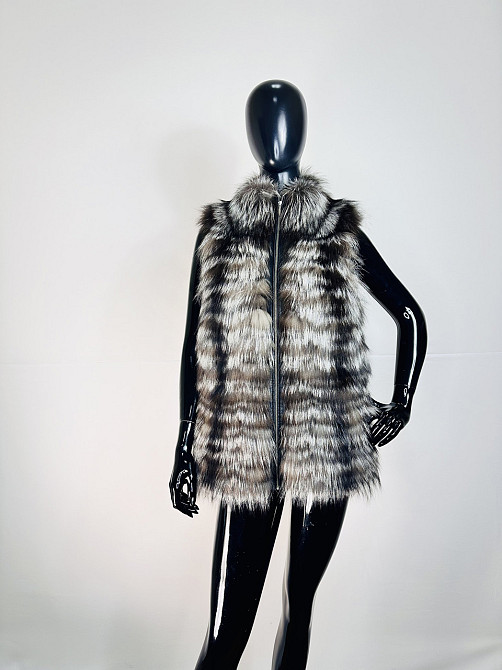 Жилетка хутряна жіноча з чорнобурки Сірий 48 Харків - фото 5