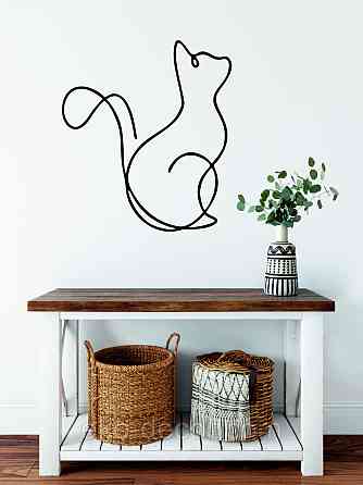 Декоративное настенное 3D Панно «Кот» Декор на стену с объемом 90*66 см, Черный Киев