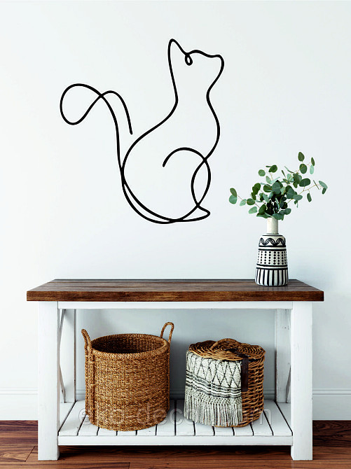 Декоративное настенное 3D Панно «Кот» Декор на стену с объемом 90*66 см, Черный Киев - изображение 4