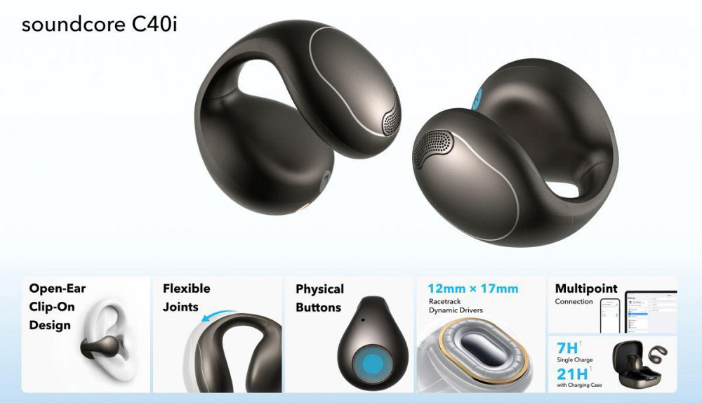 Bluetooth-гарнітура Anker SoundCore C40i Dark Gray (A3331GZ1) ( 5.8 г ) Харків - фото 2