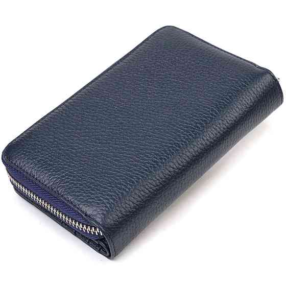 Практичний жіночий портмоне середнього розміру з натуральної шкіри Синє (CANPELLINI) Київ