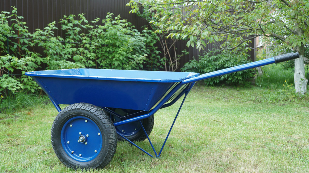 Тачка строительная Garden joys 390 Синяя Садовая тачка на двух колесах Тачка грузовая двухколесная Белая Церковь - изображение 1