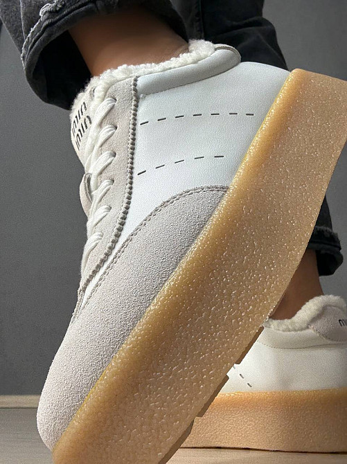 Кеди жіночі Hengji 632-23 утеплені шкіряні з замшею на хутрі білі, 37, 23,5 см Київ - фото 3