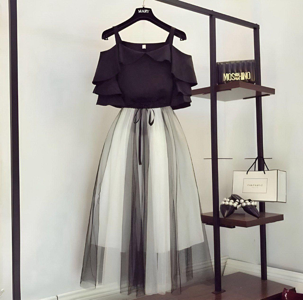 Женский романтичный праздничный костюм двойка: блуза и пышная юбка супер софт + евросетка Черный, 48/52 Одесса - изображение 1