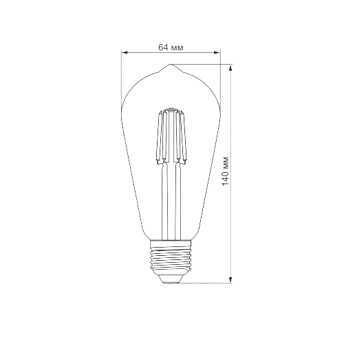 Лампа ST64 6W E27 2200К 220V Filament A LED Titanum Житомир