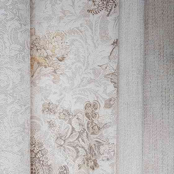 Шпалери метрові вінілові на флізелін Yuanlong Samsara бароко квіти вензель бежеві коричневі на молочному Київ