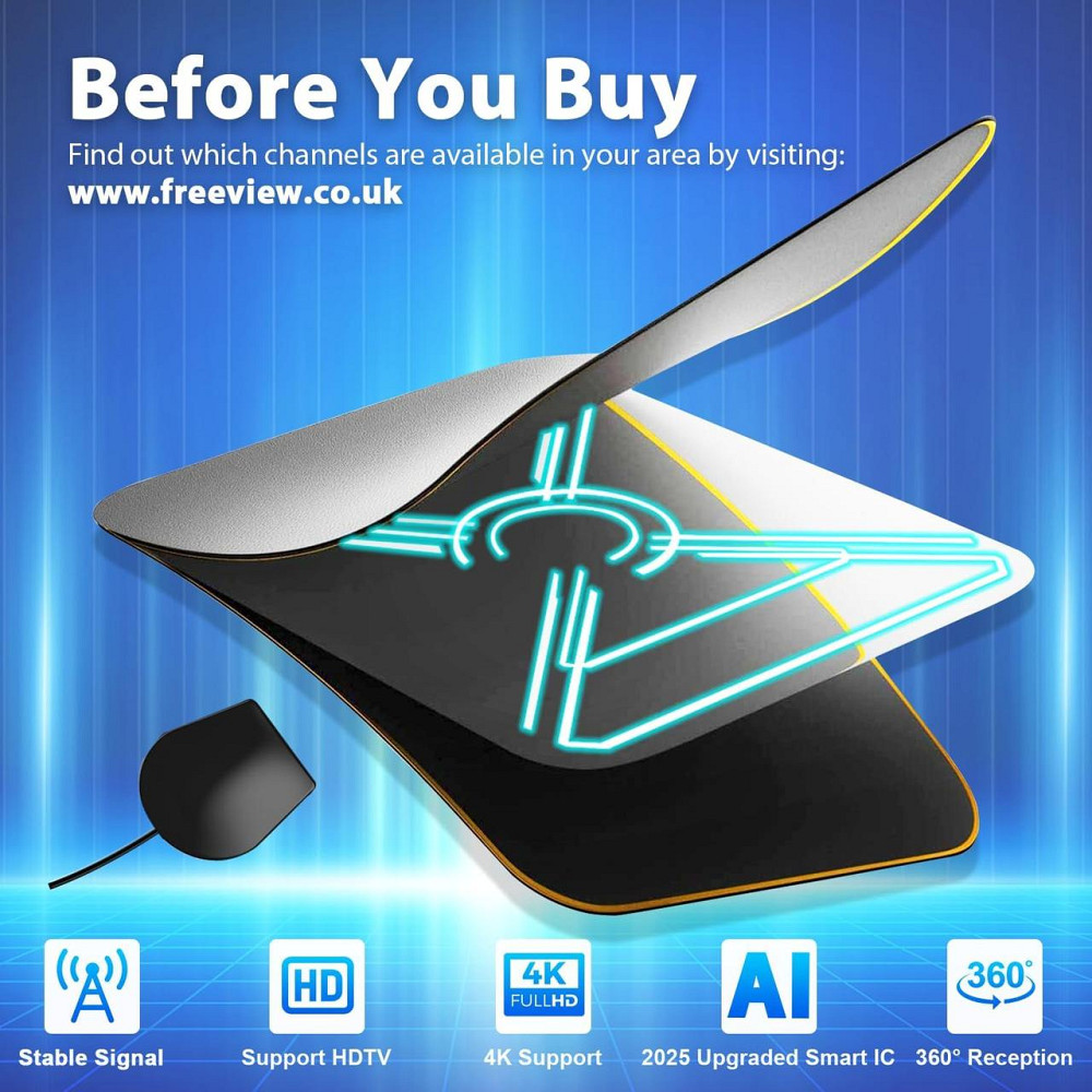 Внутренняя ТВ антенна с усилителем сигнала и магнитным основанием для 4K/1080P совместима со всеми ТВ Киев - изображение 4