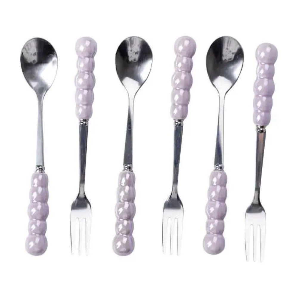 Набір десертних вилок і ложок на 3 особи, 7 предметів, фіолетовий Київ - фото 3