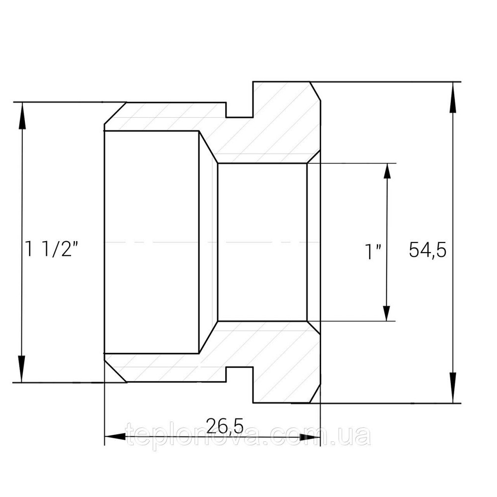 Футорка 1 1/2"х1" НВ нікельована NF753S OPTIMUM Чернівці - фото 3