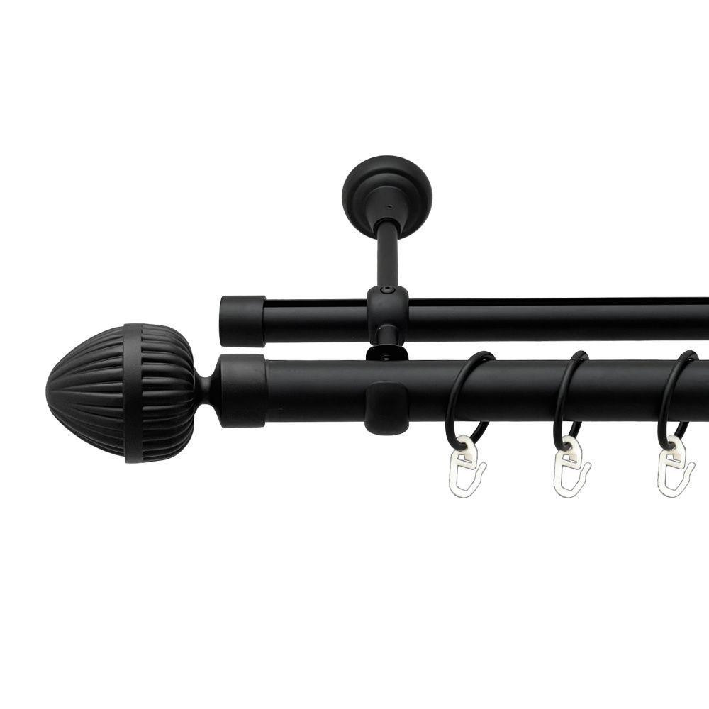 Карниз Orvit Одеон металевий дворядний опозитний гладка \ профільна труба кільце металеве Чорний Оксамит 25\19 Львов - изображение 1