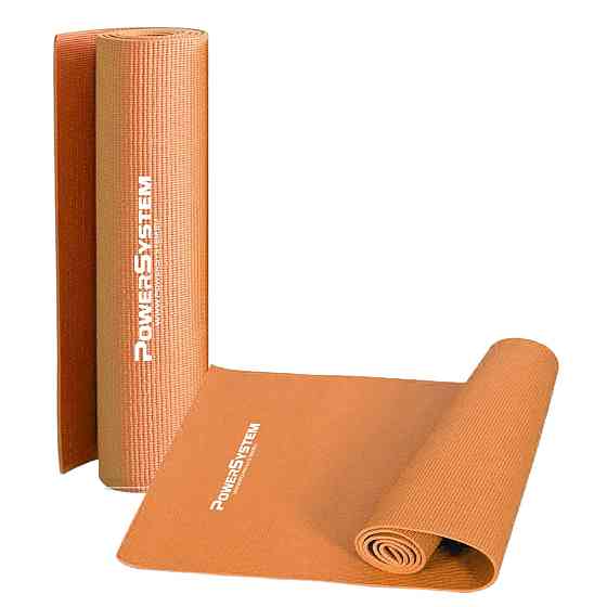 Гимнастический коврик для йоги и фитнеса Power System PS-4014 PVC Fitness-Yoga Mat Оранжевый, 173x61x0.6 см Киев