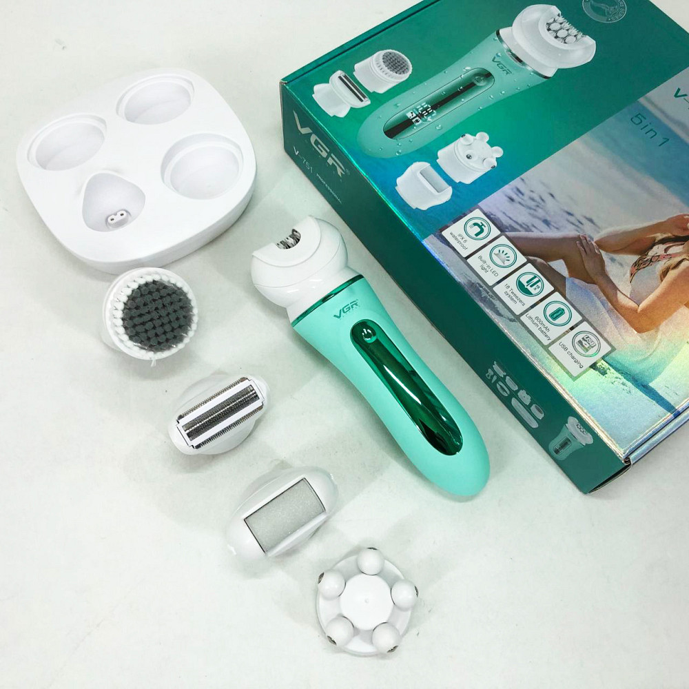 Жіночий акумуляторний епілятор для тіла VGR 5 в 1 V-751, Для чищення п'ят електрична TK-25 Івано-Франківськ - фото 3