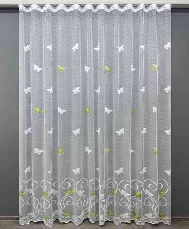 Тюль VR-Textil 1901т Жакард Білий з зеленим 300х270 см (42-0842) Київ