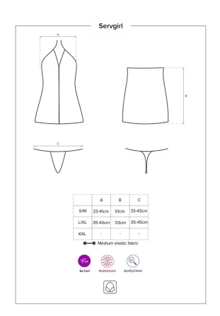 Еротичний костюм покоївки Obsessive Servgirl costume S/M, халат, стрінги, фартух, обруч Львів