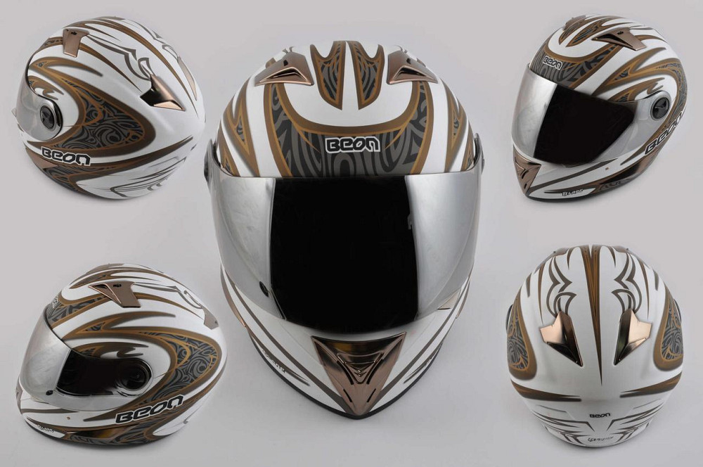 Шолом-інтеграл (-500) (size:M, біло-сірий, дзеркальний візор, BLADE) Мукачево - фото 1