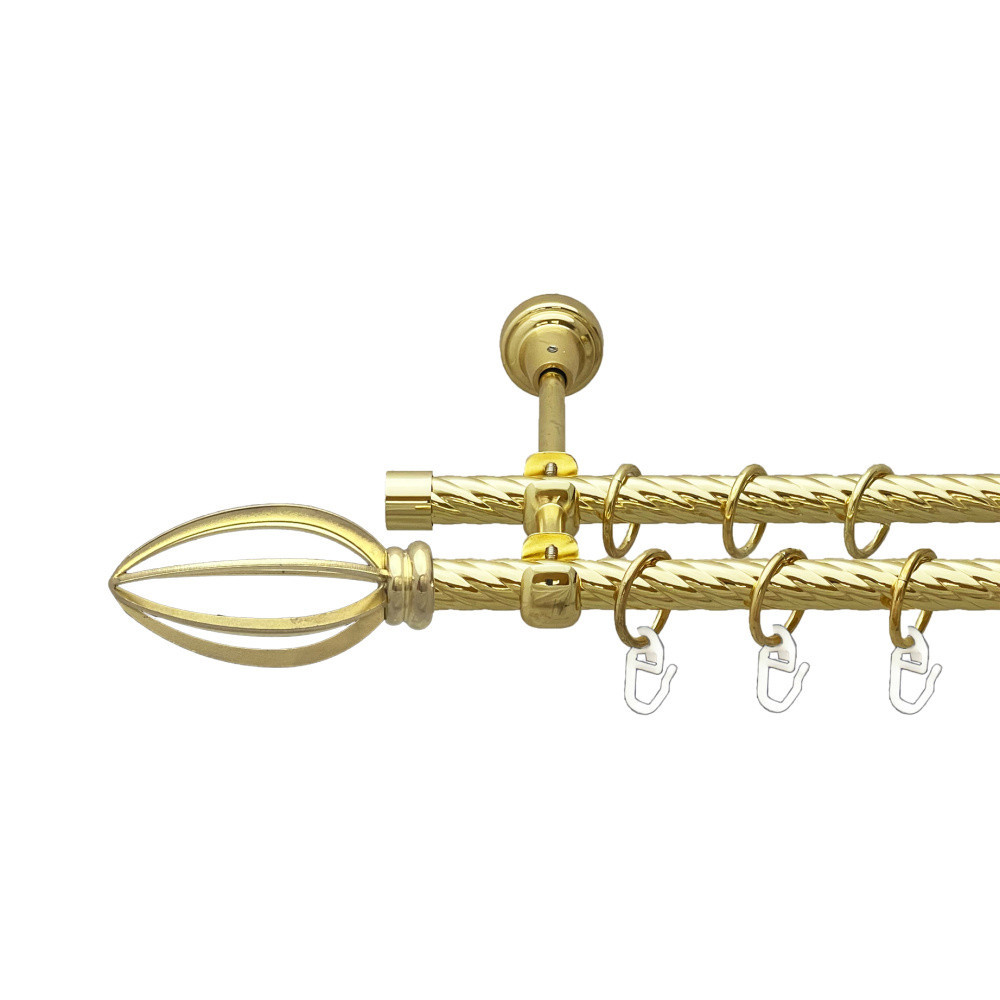 Карниз Orvit Пантеон металевий дворядний відкритий скручена труба кільце металеве Золото 16\16 мм 160 см (00-00024972) Львів - фото 1