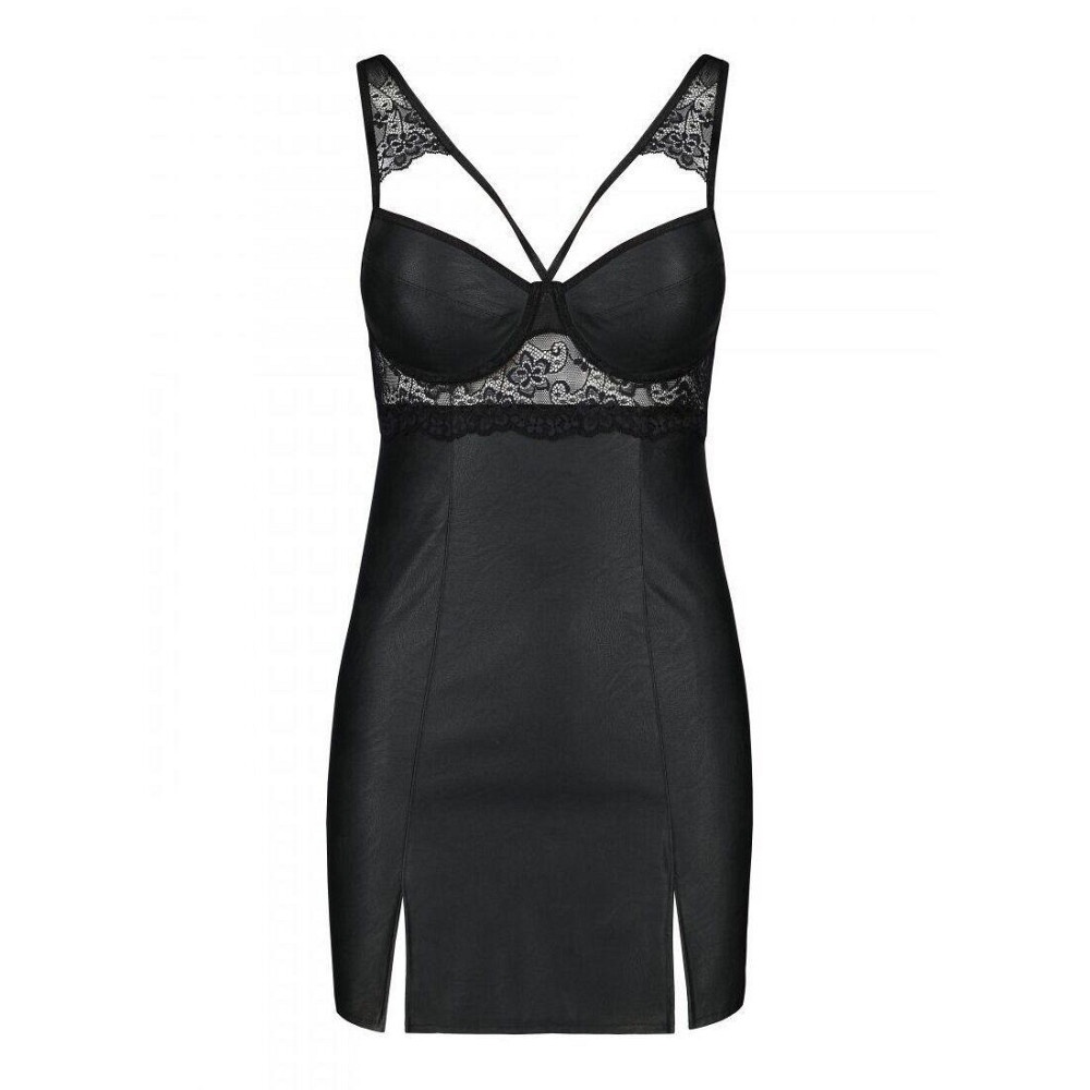 Бебі-дол з еко-шкіри та мережива Passion LOONA CHEMISE XXL/XXXL, black Sex Aura Київ - фото 5