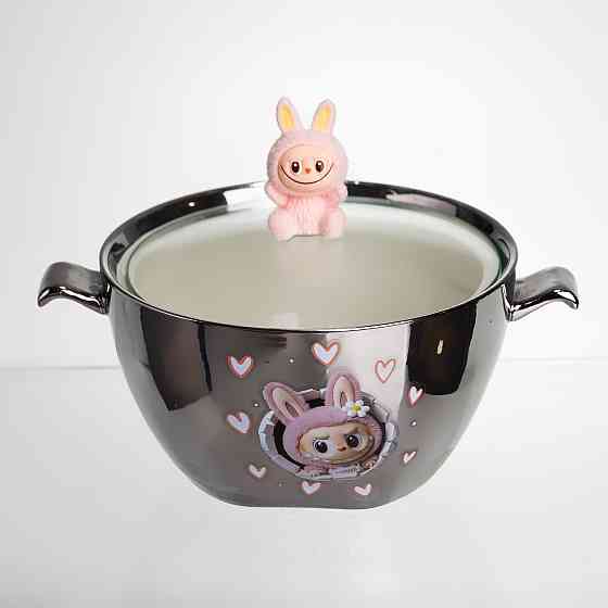 Yiwu Бульйонниця порцелянова Labubu з кришкою та ручками 800 (мл) Ø15 (см) дитяча тарілка для с Коломия